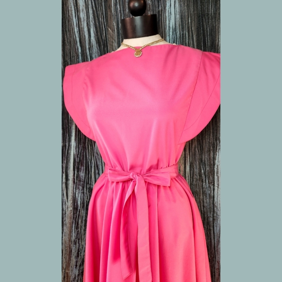 [SOLD]Pink 80s Day Dress - Picture 3 of 4